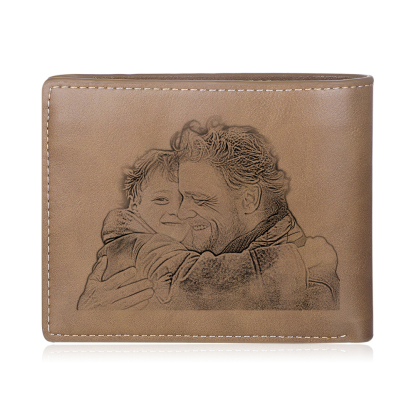 Personalized Father’s Day Wallet with Photo – Engraved PU Leather Gift for Dad | Jessemade