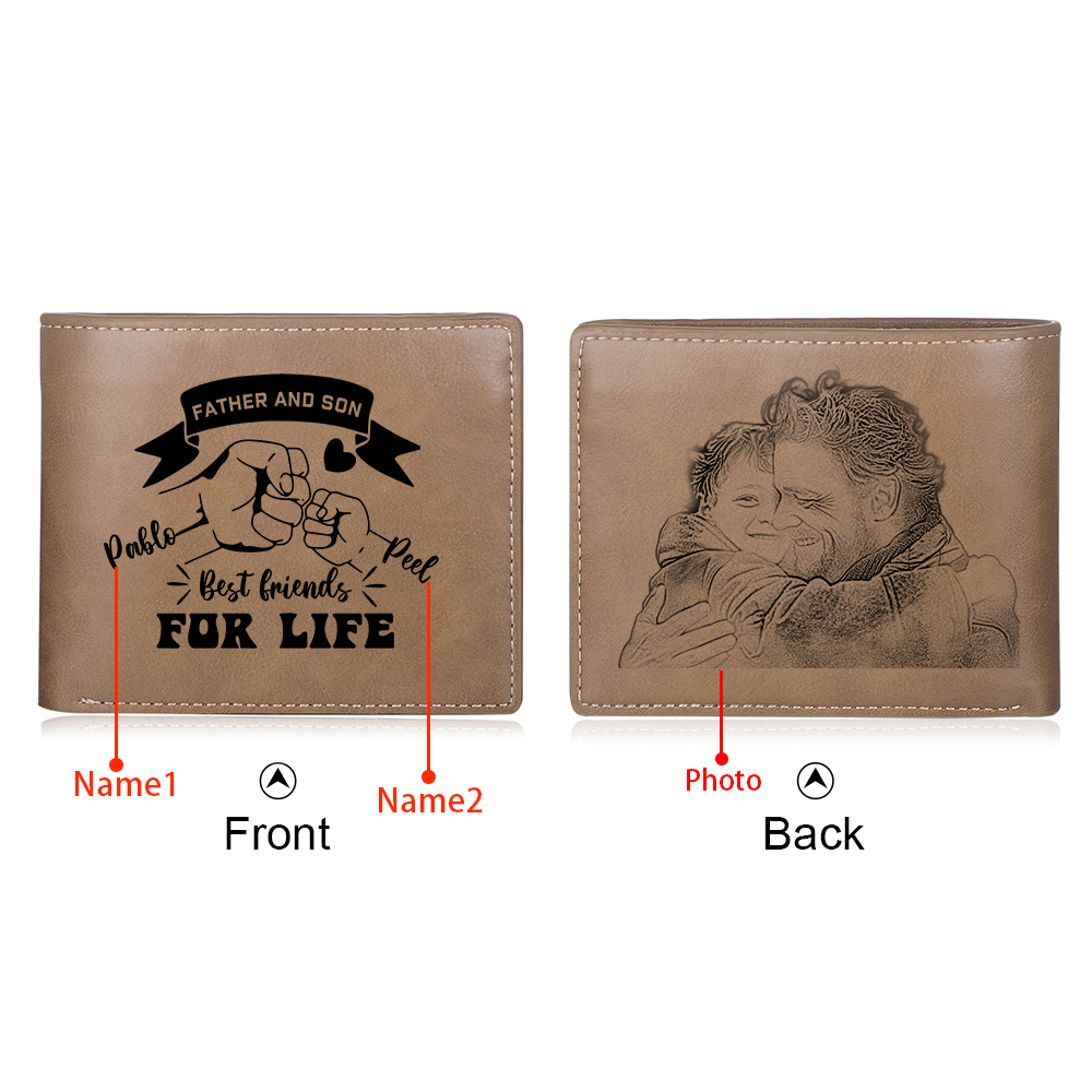 Personalized Father’s Day Wallet with Photo – Engraved PU Leather Gift for Dad | Jessemade