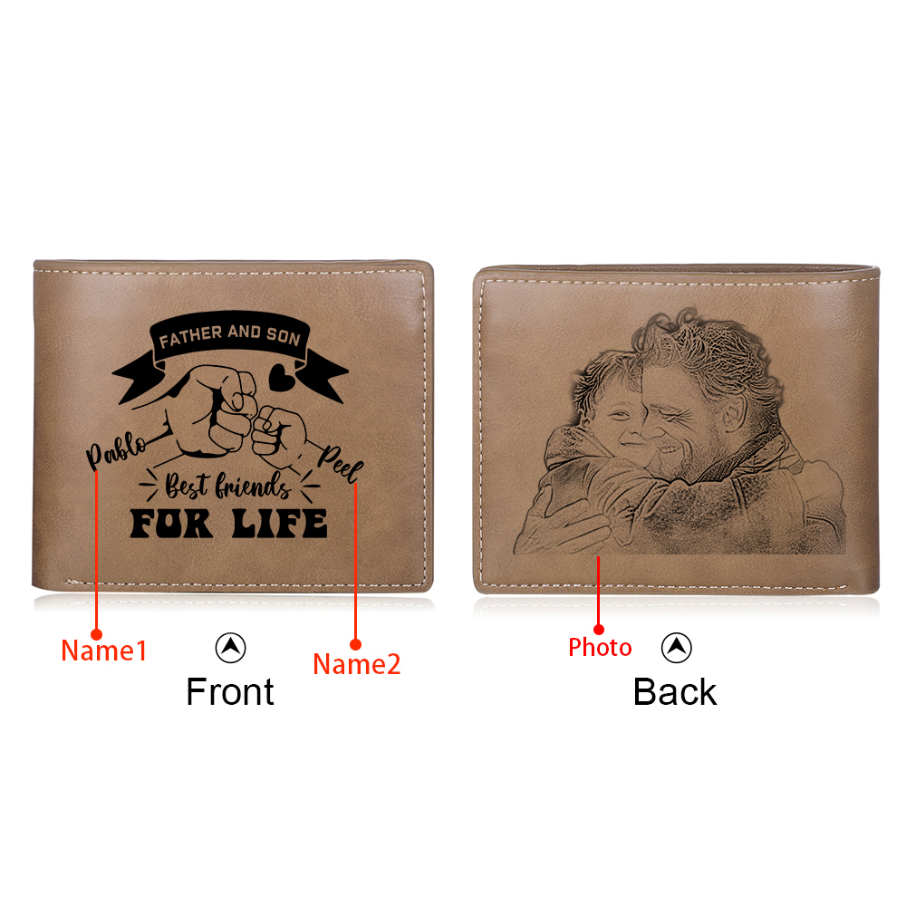 Personalized Father’s Day Wallet with Photo – Engraved PU Leather Gift for Dad | Jessemade