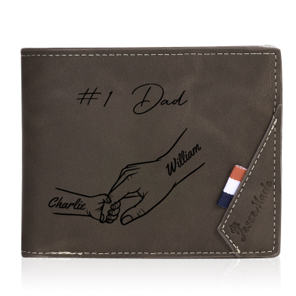 Custom PU Leather Wallet for Dad – Father's Day Engraved Photo + Name Gift from Kids | Jessemade