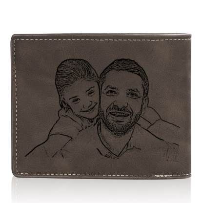 Custom PU Leather Wallet for Dad – Father's Day Engraved Photo + Name Gift from Kids | Jessemade