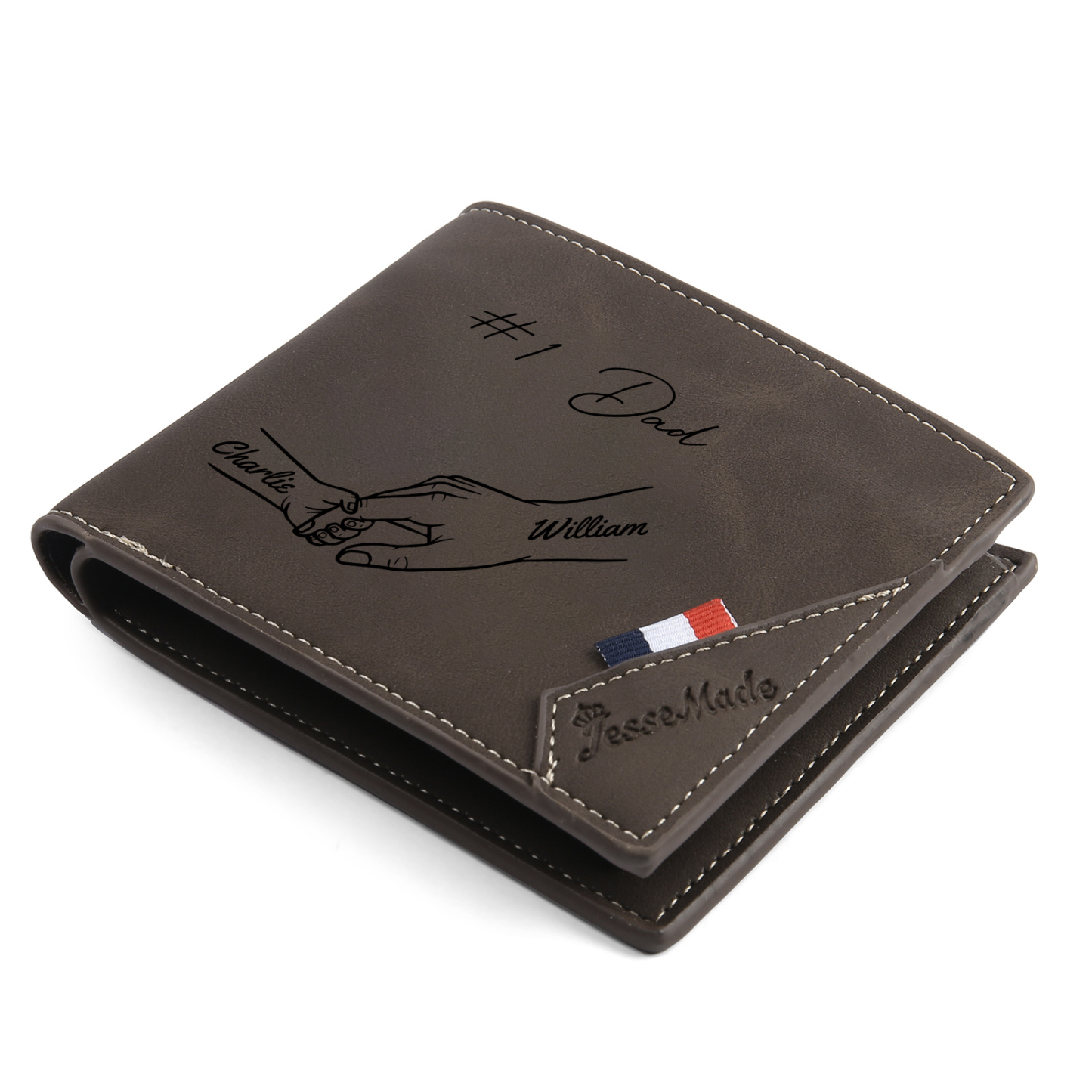 Custom PU Leather Wallet for Dad – Father's Day Engraved Photo + Name Gift from Kids | Jessemade