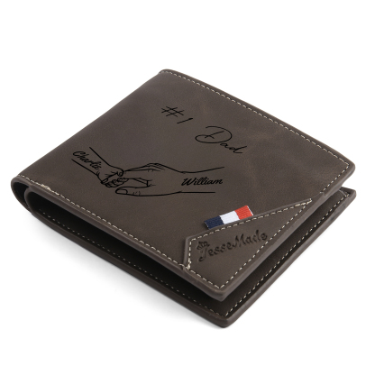 Custom PU Leather Wallet for Dad – Father's Day Engraved Photo + Name Gift from Kids | Jessemade