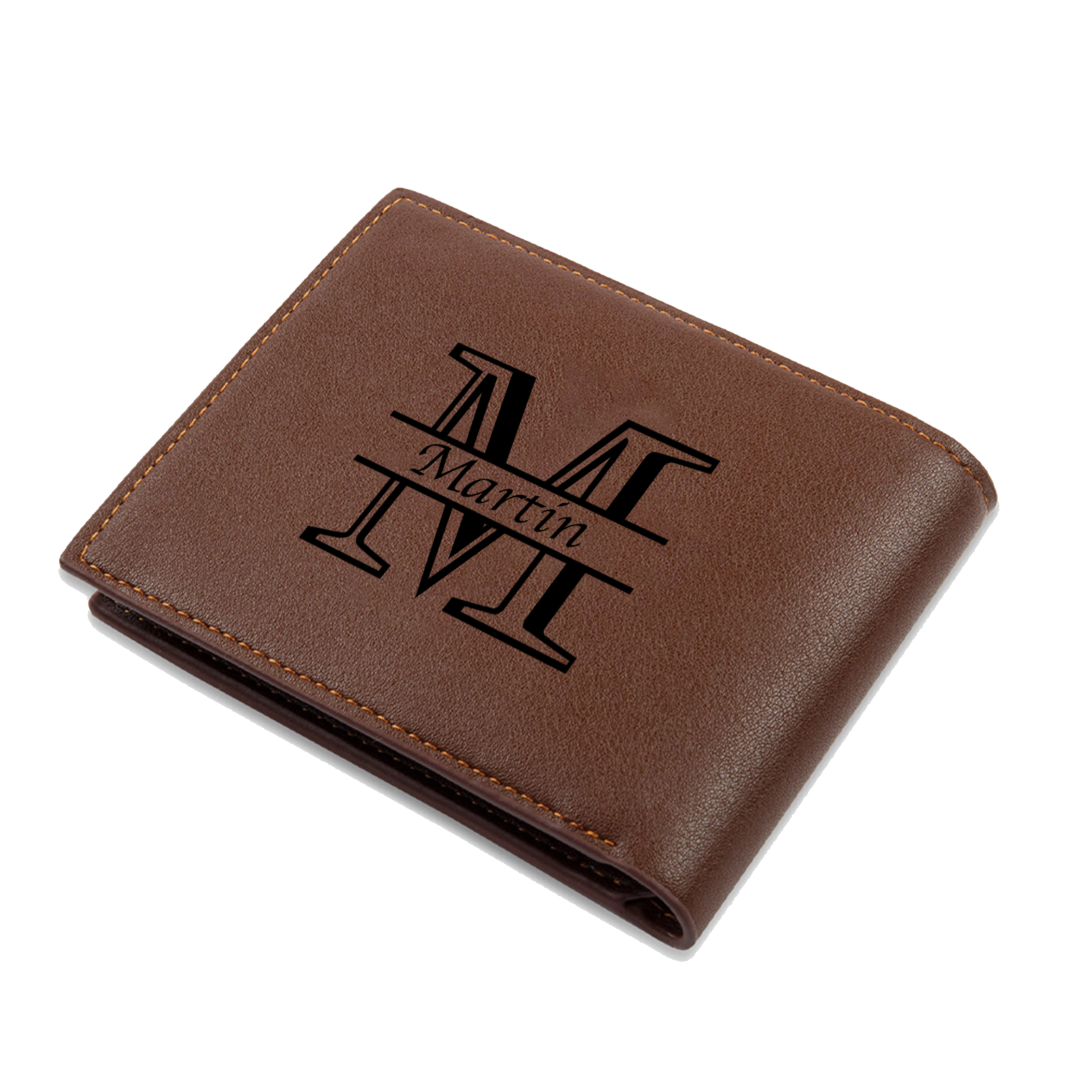 Initial & Name & Photo - Unique Personalized Photo PU Leather Wallet for Father's Day - Thoughtful Gift for Dad