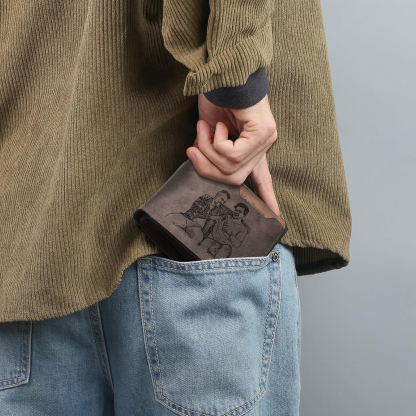 Initial & Name & Photo - Unique Personalized Photo PU Leather Wallet for Father's Day - Thoughtful Gift for Dad
