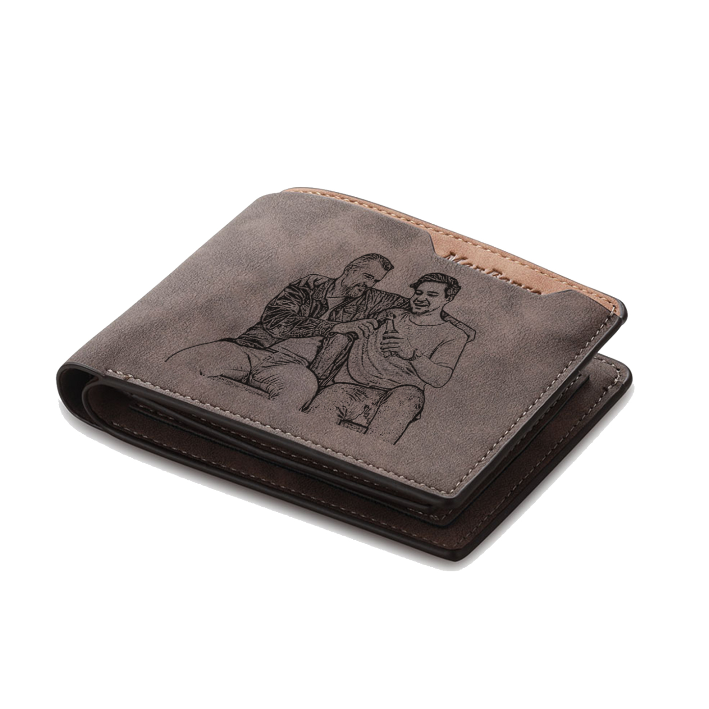 Initial & Name & Photo - Unique Personalized Photo PU Leather Wallet for Father's Day - Thoughtful Gift for Dad