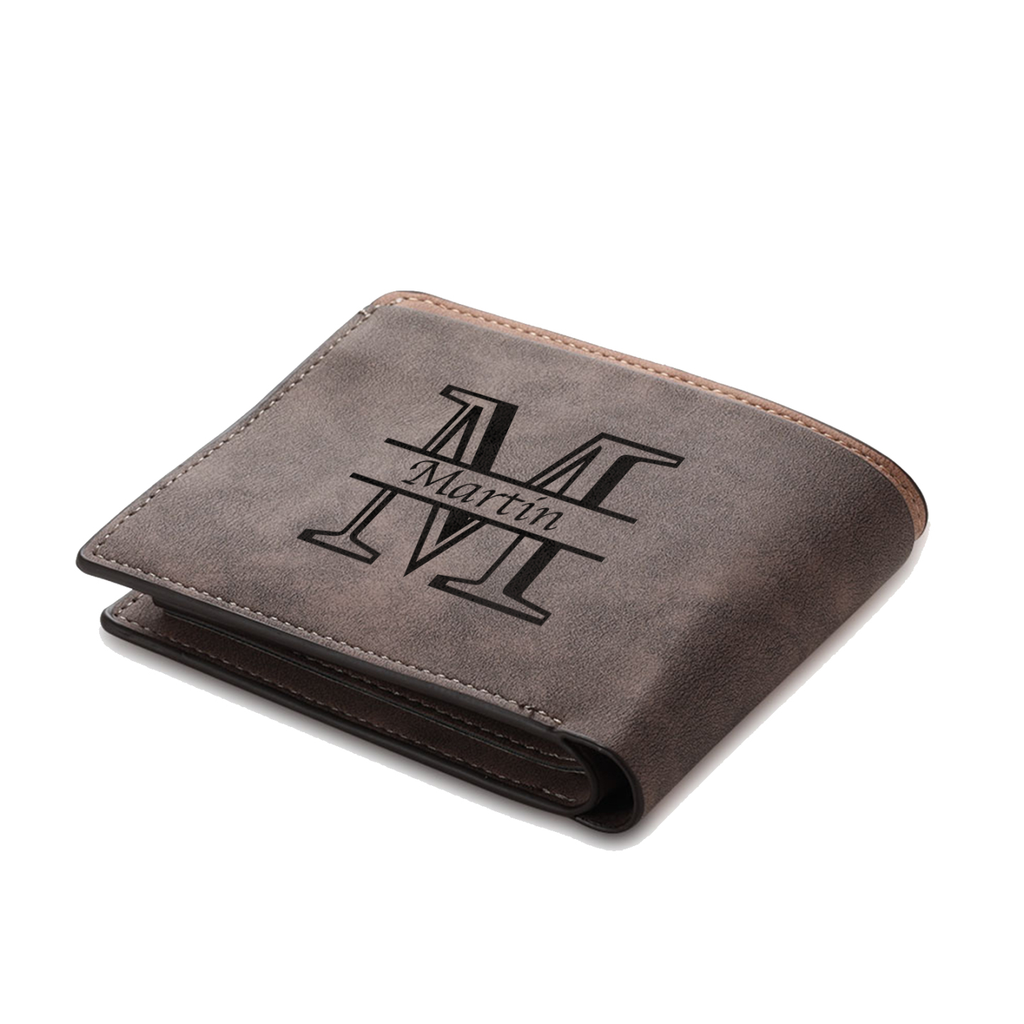 Initial & Name & Photo - Unique Personalized Photo PU Leather Wallet for Father's Day - Thoughtful Gift for Dad