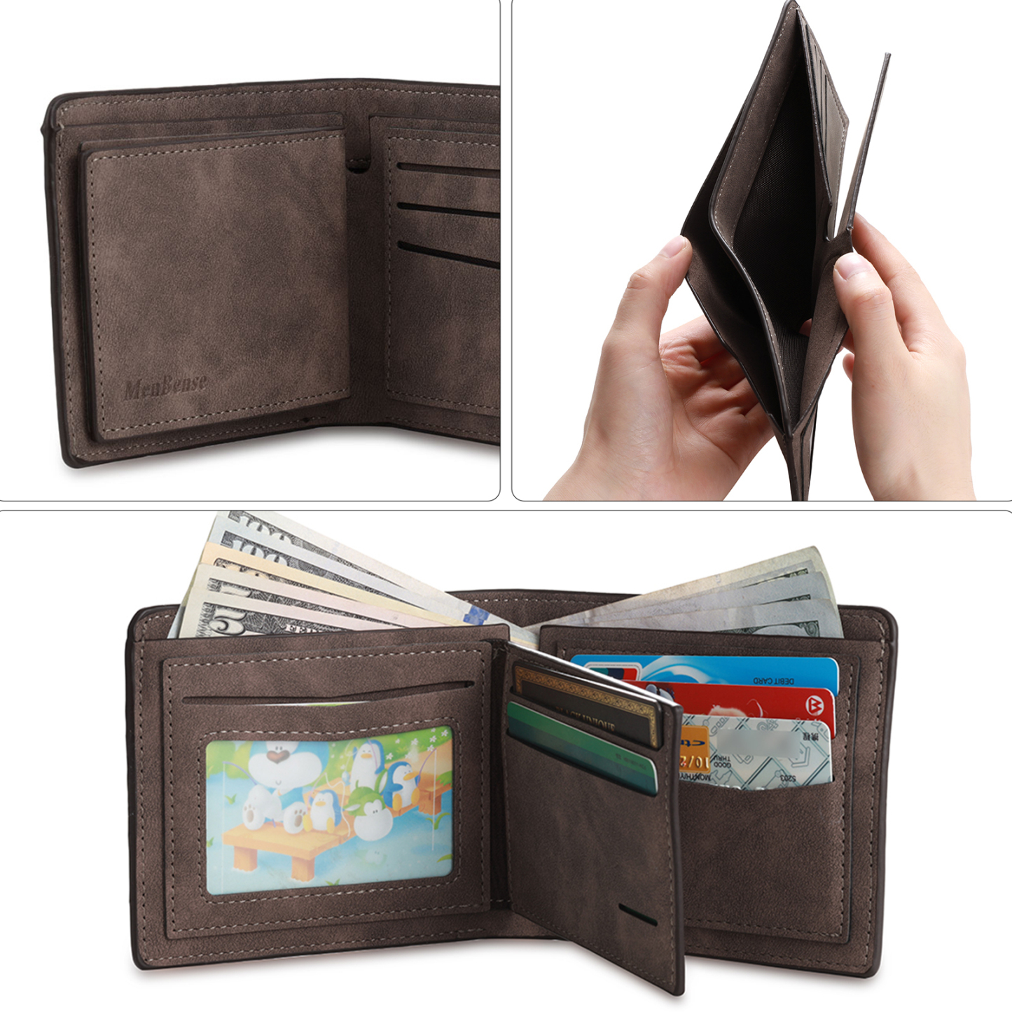 Initial & Name & Photo - Unique Personalized Photo PU Leather Wallet for Father's Day - Thoughtful Gift for Dad