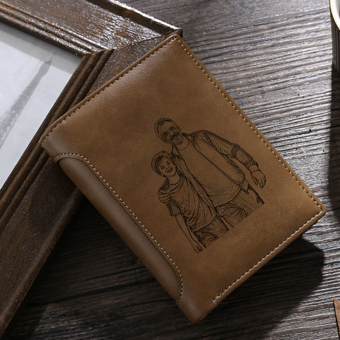 Initial & Name & Photo - Unique Personalized Photo PU Leather Wallet f