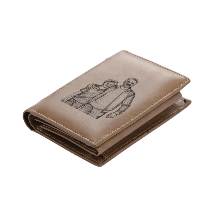 Initial & Name & Photo - Unique Personalized Photo PU Leather Wallet for Father's Day - Thoughtful Gift for Dad - Style 3