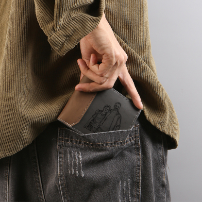 Initial & Name & Photo - Unique Personalized Photo PU Leather Wallet for Father's Day - Thoughtful Gift for Dad - Style 4