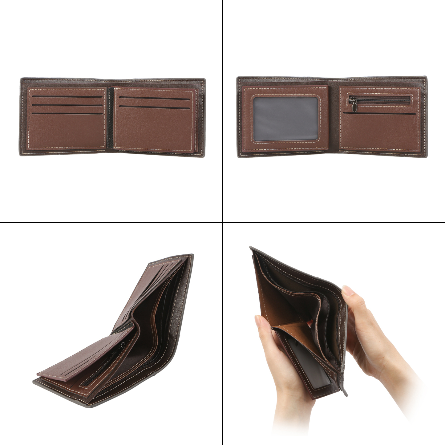 Initial & Name & Photo - Unique Personalized Photo PU Leather Wallet for Father's Day - Thoughtful Gift for Dad - Style 4