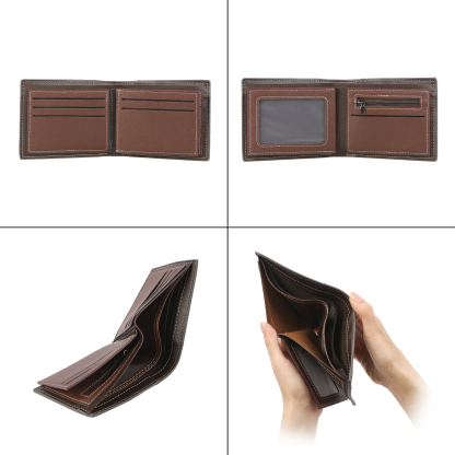 Initial & Name & Photo - Unique Personalized Photo PU Leather Wallet for Father's Day - Thoughtful Gift for Dad - Style 4