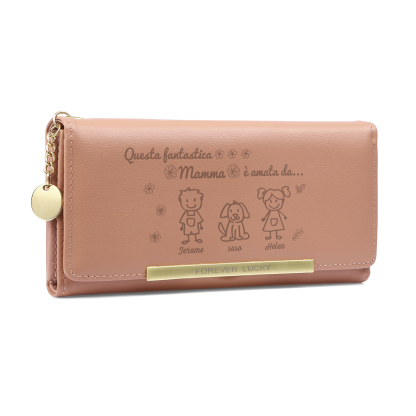 Personalized Pink Photo Wallet with 3 Names – A Unique Gift for Mother’s Day 