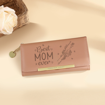 Personalized PU Leather Wallet with 2 Names – Best MOM Ever - A Unique Gift for Mother’s Day | Jessemade