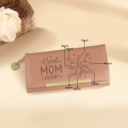 Personalized PU Leather Wallet with 7 Names – Best MOM Ever - A Unique Gift for Mother’s Day | Jessemade