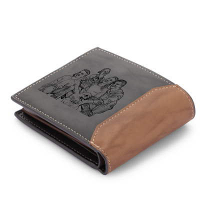 3 names - Custom Wallet with Personalized Character, Name & Text - Gifts for Father’s Day 