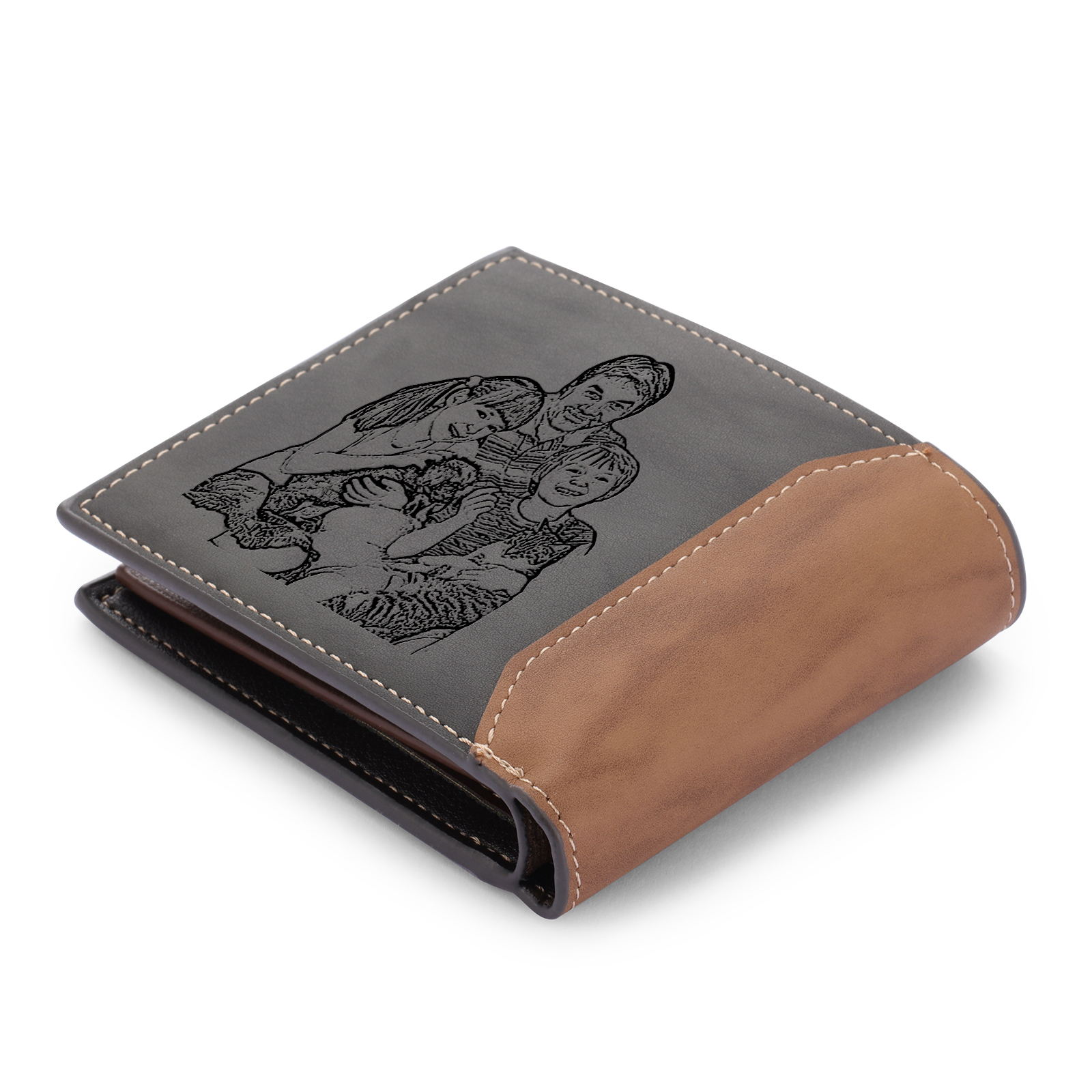 4 names - Custom Wallet with Personalized Character, Name & Text - Gifts for Father’s Day 