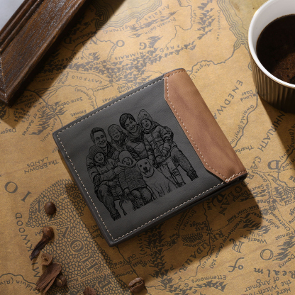 6 names - Custom Wallet with Personalized Character, Name & Text - Gifts for Father’s Day 