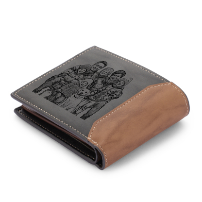 6 names - Custom Wallet with Personalized Character, Name & Text - Gifts for Father’s Day 
