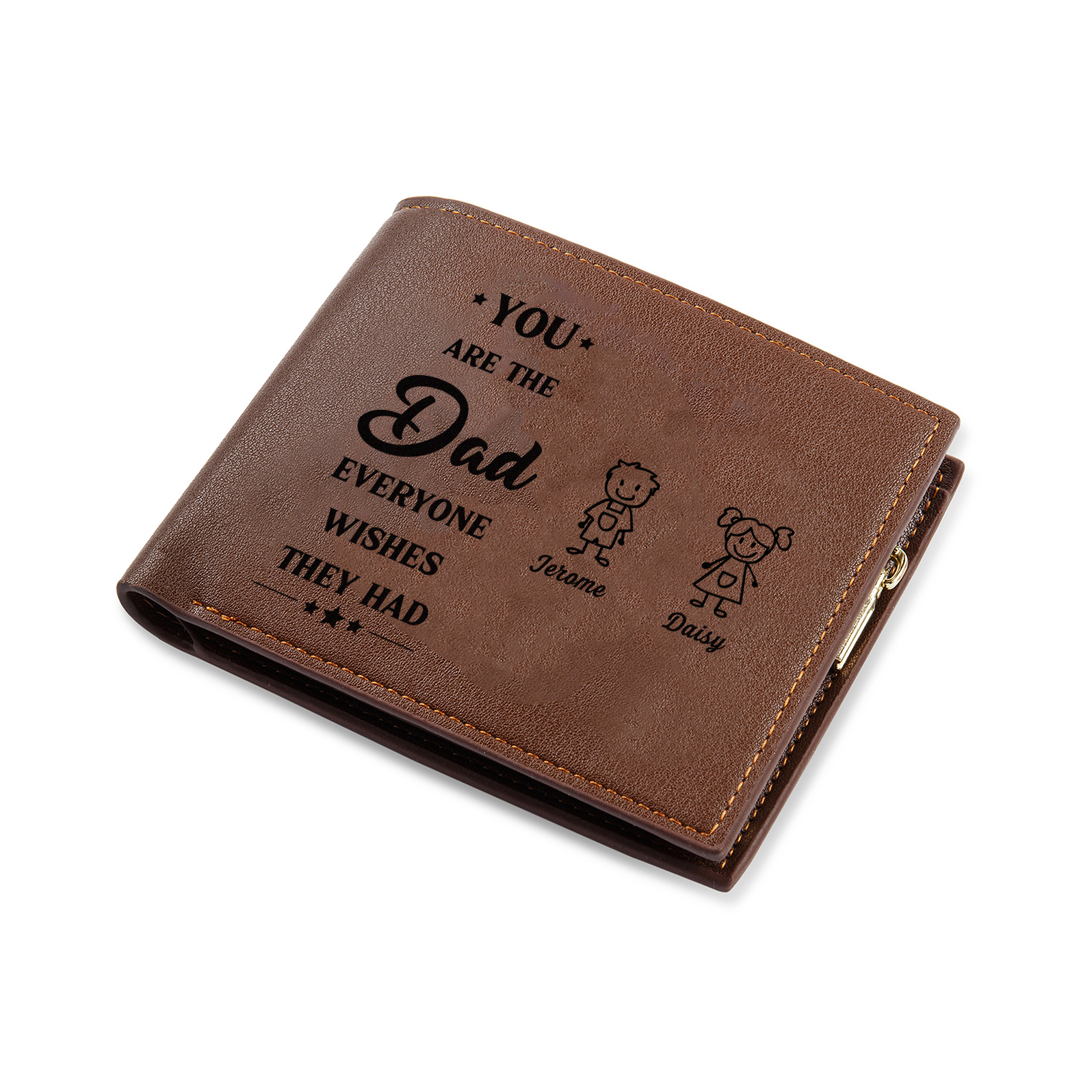 2 names - Custom PU Wallet with Personalized Photo,Character, Name & Text - Gifts for Father’s Day 