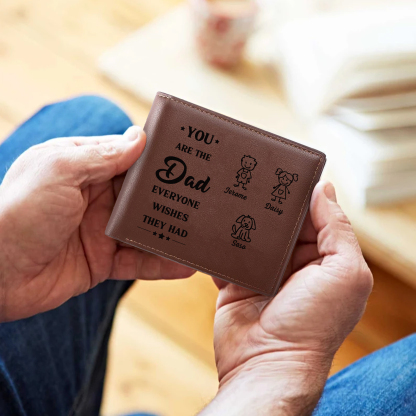 3 names - Custom PU Wallet with Personalized Photo,Character, Name & Text - Gifts for Father’s Day 