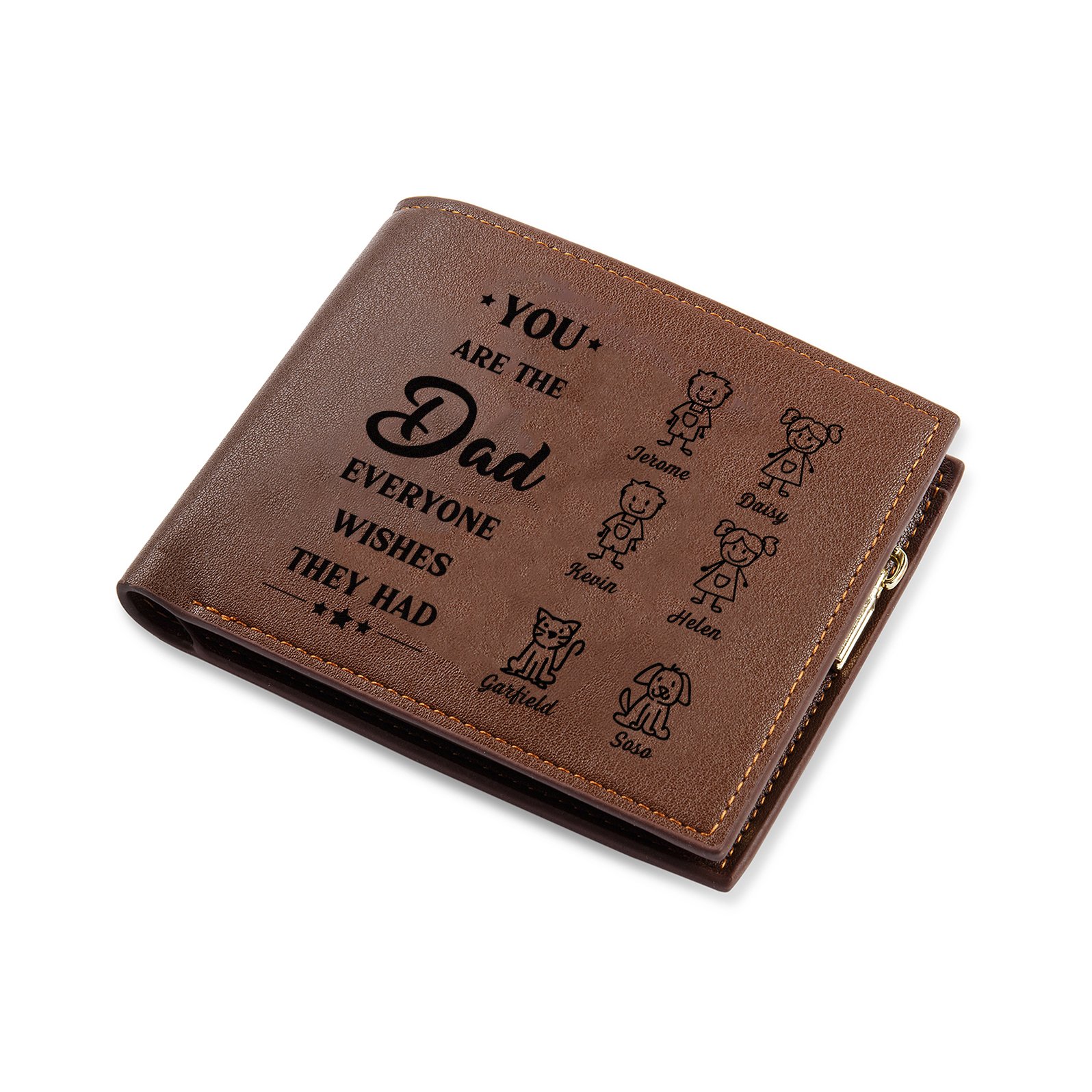 6 names - Custom PU Wallet with Personalized Photo,Character, Name & Text - Gifts for Father’s Day 