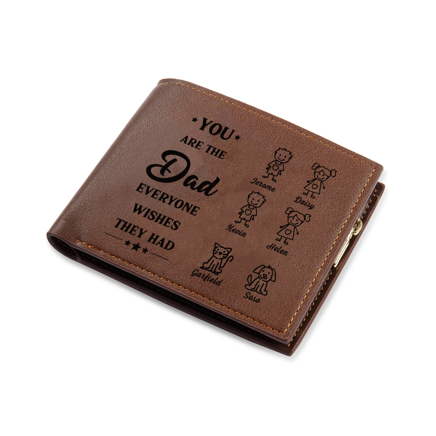 6 names - Custom PU Wallet with Personalized Photo,Character, Name & Text - Gifts for Father’s Day 