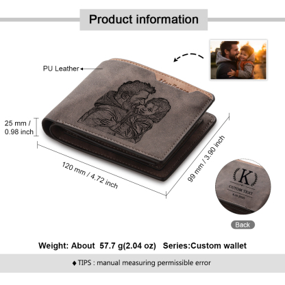 Father’s Day Personalized Engraved Wallet with Photo & Text | Custom Leather Gift for Dad - Customized in the USA & Ships in 2 Days |  Jessemade