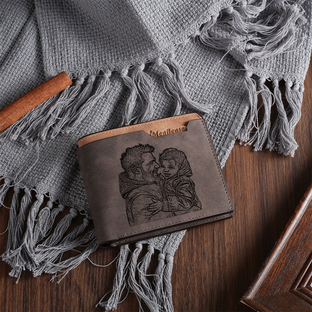 Father’s Day Personalized Engraved Wallet with Photo & Text | Custom Leather Gift for Dad - Customized in the USA & Ships in 2 Days |  Jessemade