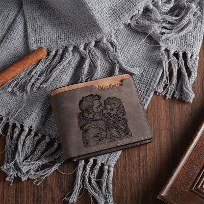 Father’s Day Personalized Engraved Wallet with Photo & Text | Custom Leather Gift for Dad - Customized in the USA & Ships in 2 Days |  Jessemade
