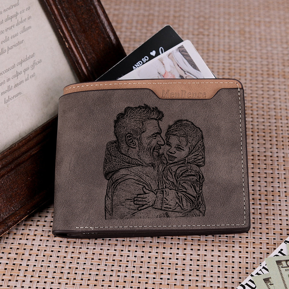 Father’s Day Personalized Engraved Wallet with Photo & Text | Custom Leather Gift for Dad - Customized in the USA & Ships in 2 Days |  Jessemade