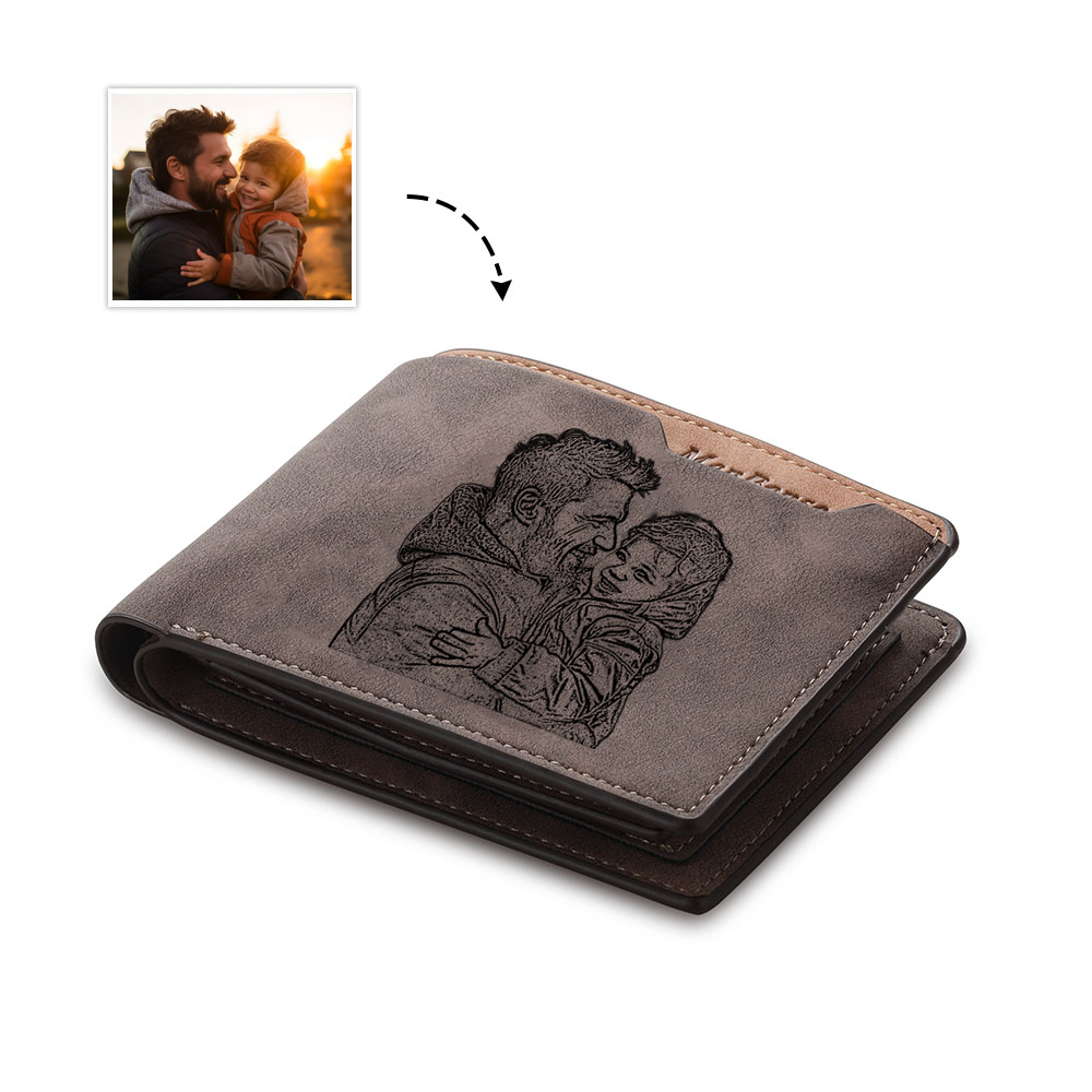 Father’s Day Personalized Engraved Wallet with Photo & Text | Custom Leather Gift for Dad - Customized in the USA & Ships in 2 Days |  Jessemade