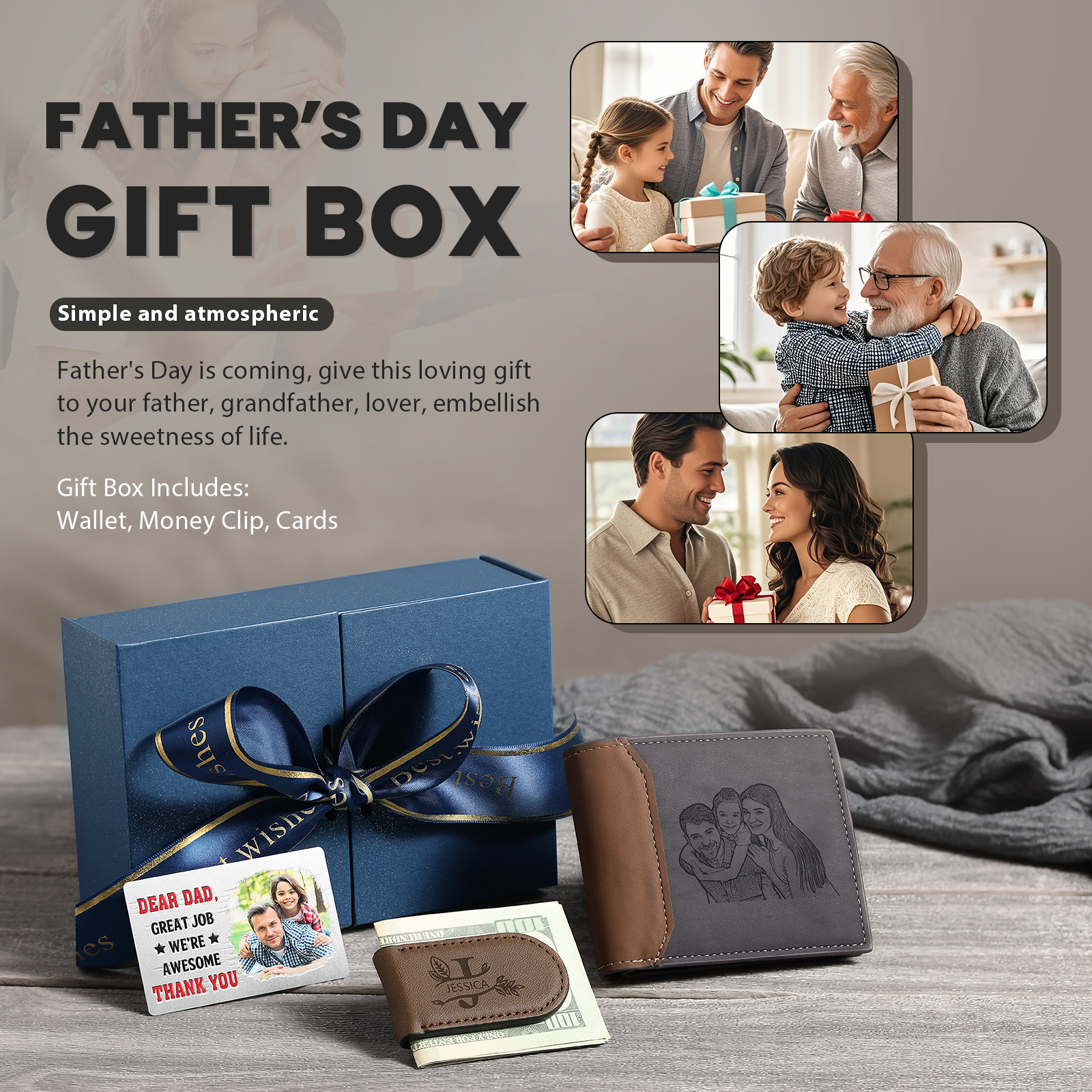 Personalized Father’s Day Gift Box - Wallet, Money Clip & Card for Dad | Jessemade