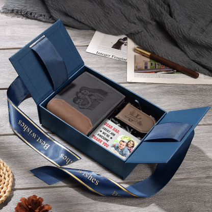 Personalized Father’s Day Gift Box - Wallet, Money Clip & Card for Dad