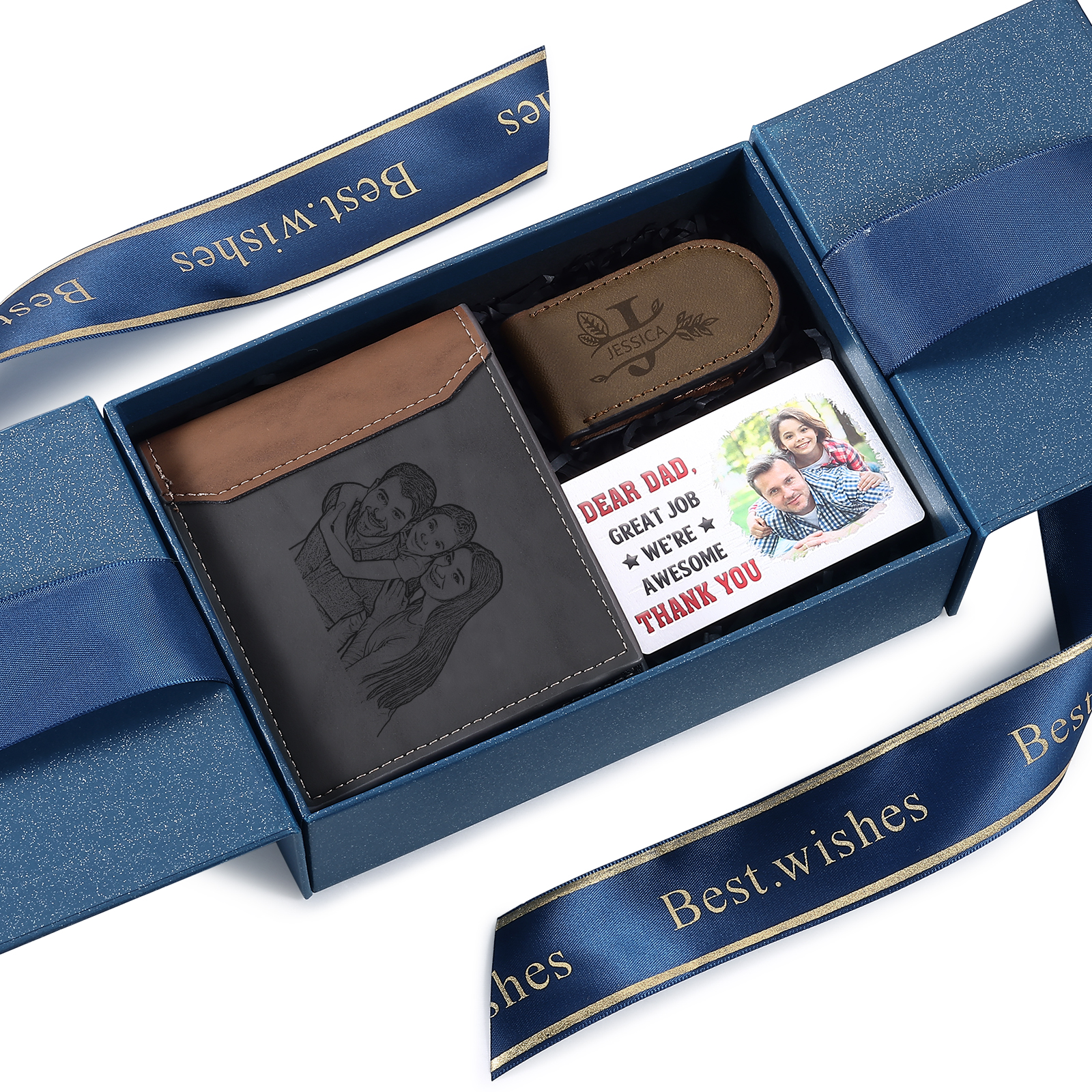 Personalized Father’s Day Gift Box - Wallet, Money Clip & Card for Dad | Jessemade