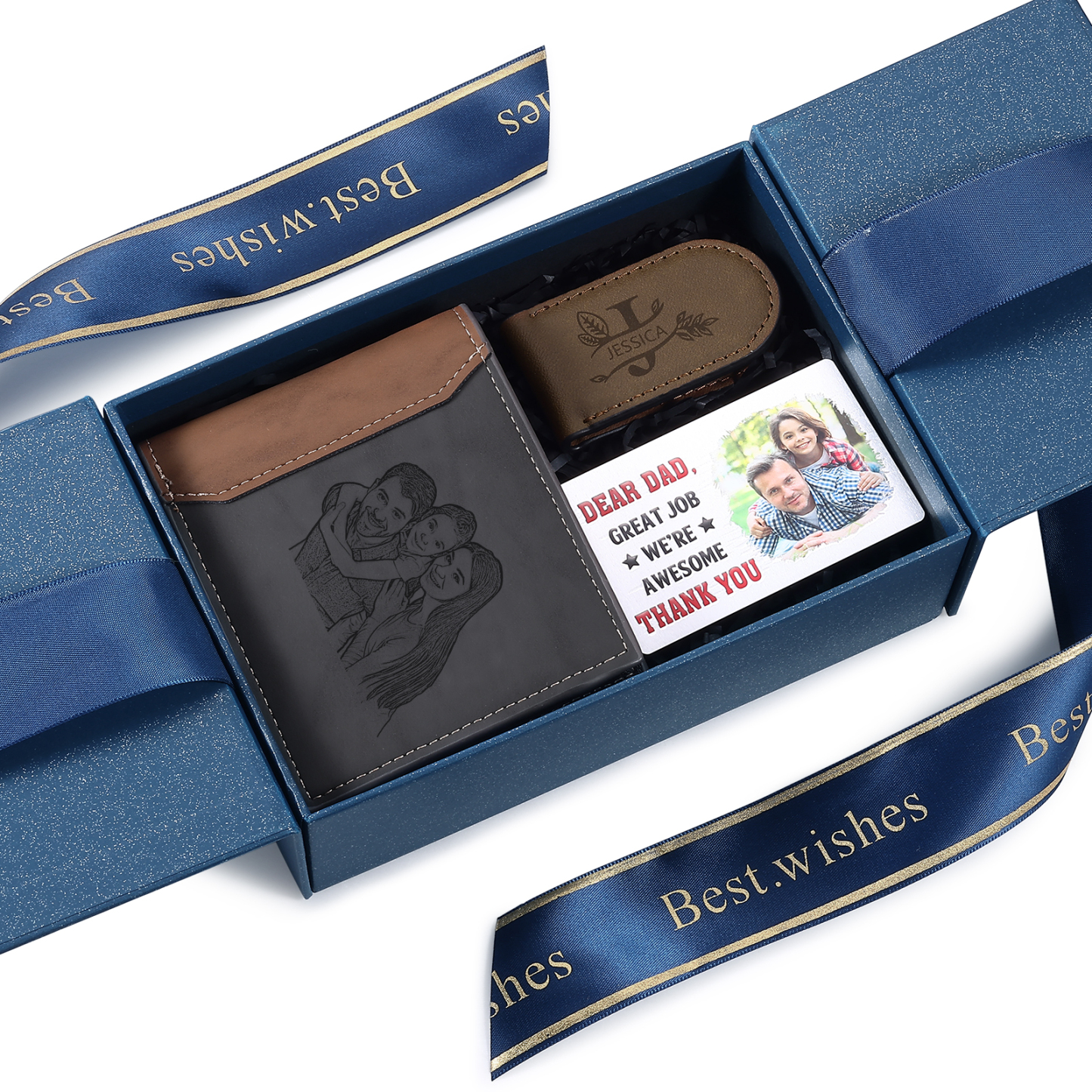 Personalized Father’s Day Gift Box - Wallet, Money Clip & Card for Dad | Jessemade