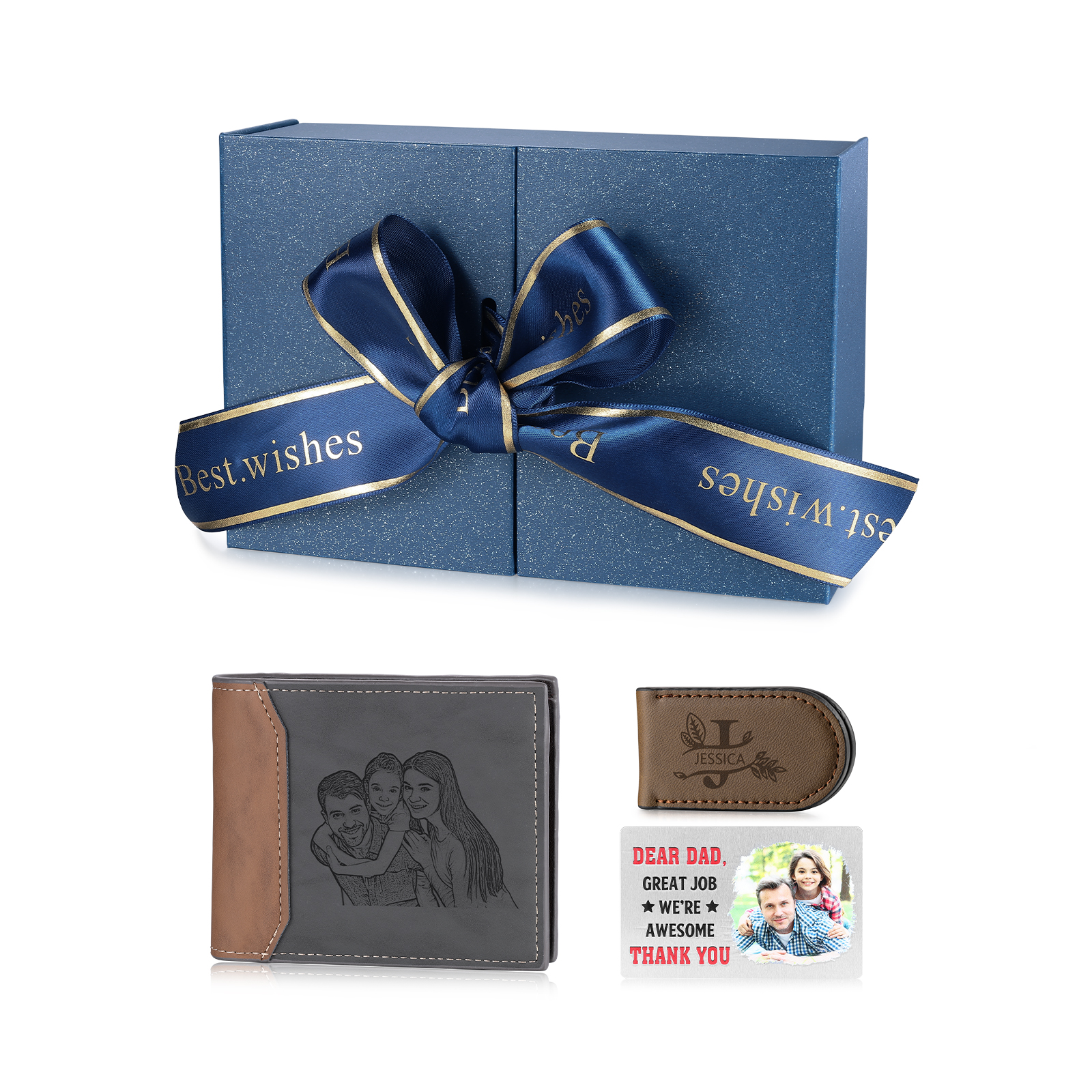 Personalized Father’s Day Gift Box - Wallet, Money Clip & Card for Dad | Jessemade