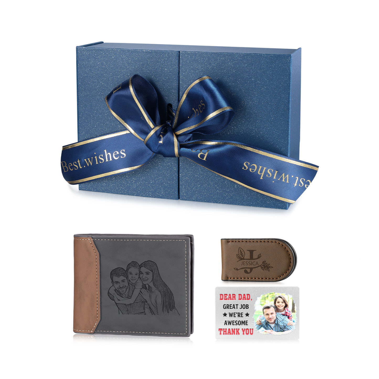 Personalized Father’s Day Gift Box - Wallet, Money Clip & Card for Dad | Jessemade