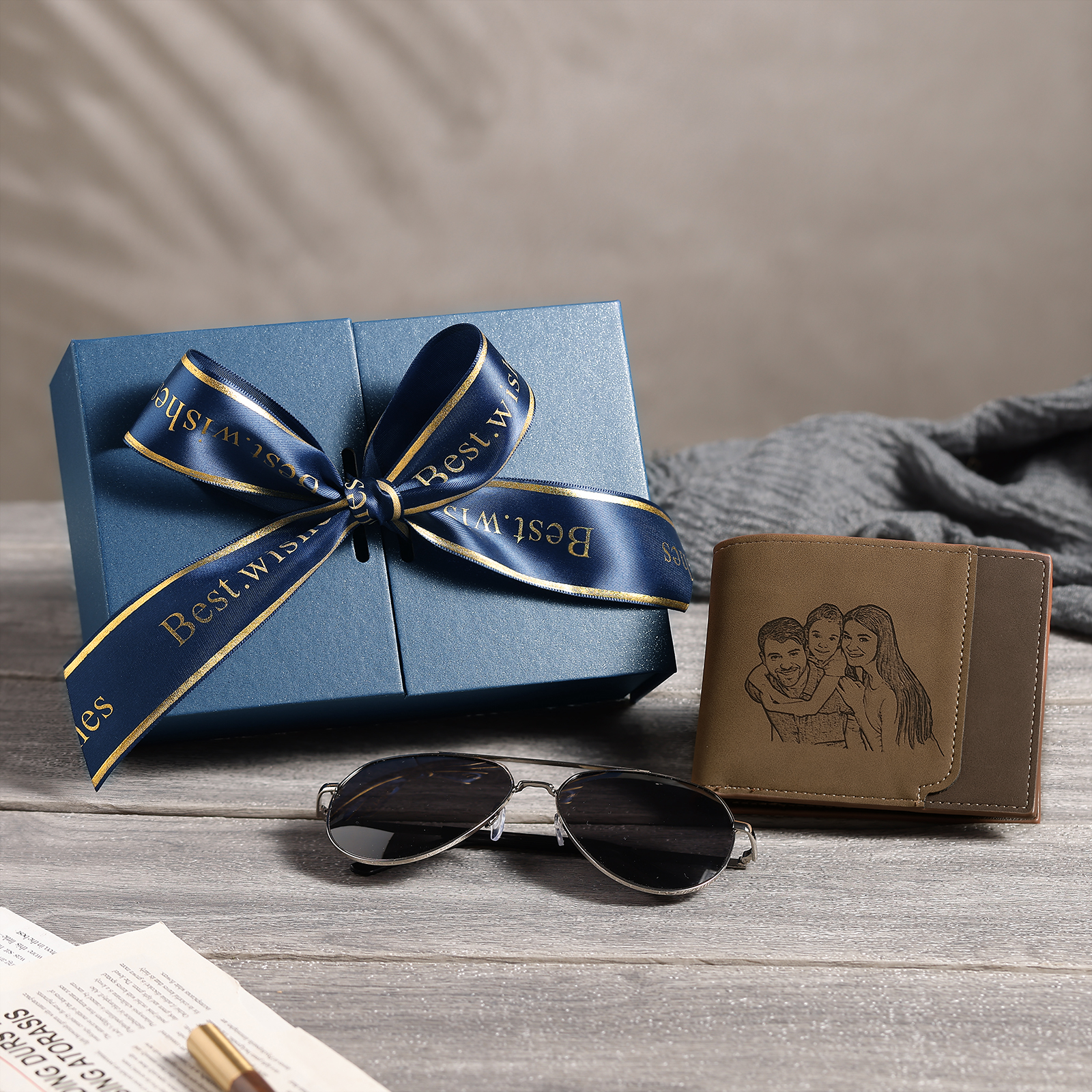 Personalized Father’s Day Gift Box - Personalized Wallet & Sunglasses | Jessemade
