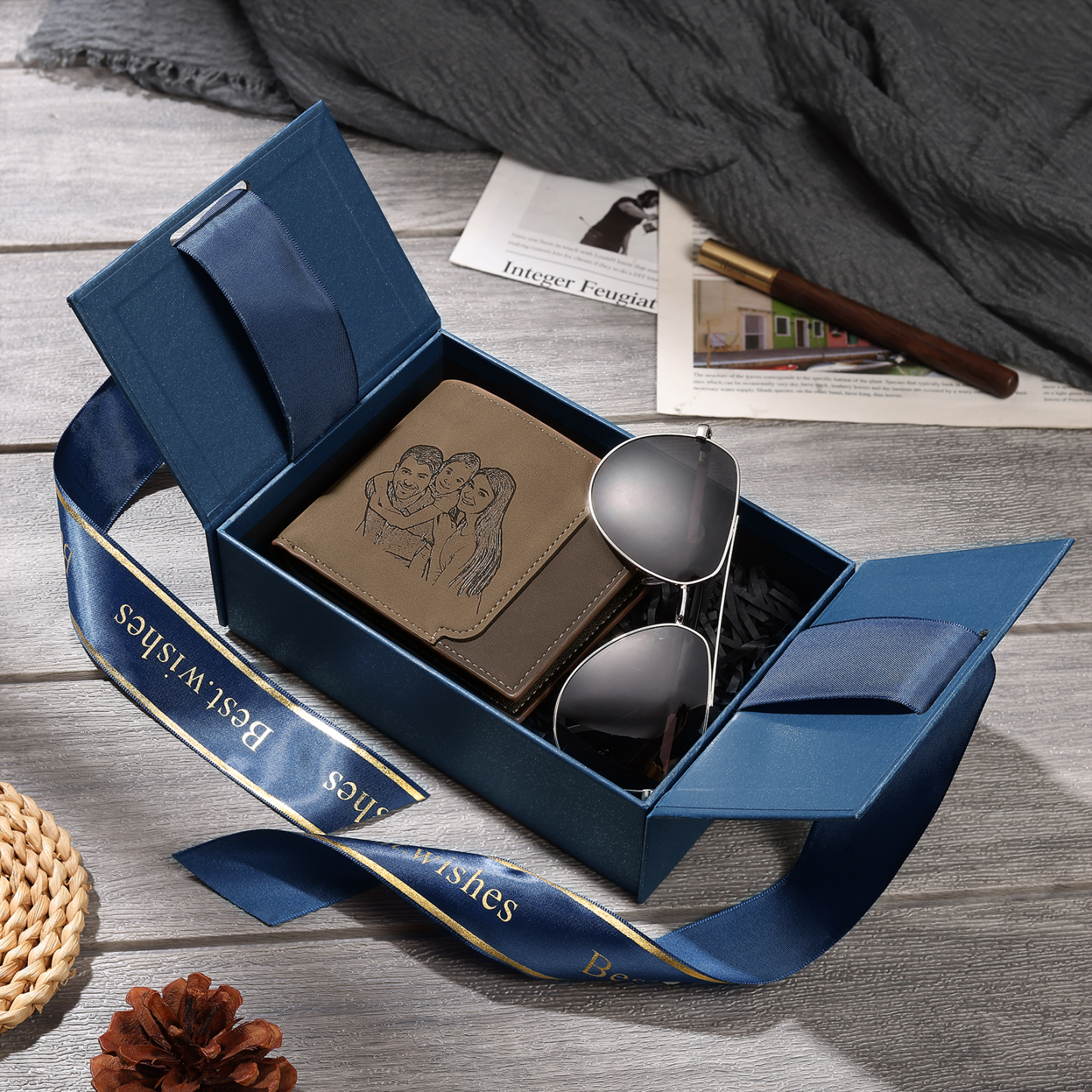 Personalized Father’s Day Gift Box - Personalized Wallet & Sunglasses | Jessemade