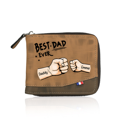 2 names - Custom Fist Wallet with Personalized Name & Text - Gifts for Father’s Day 