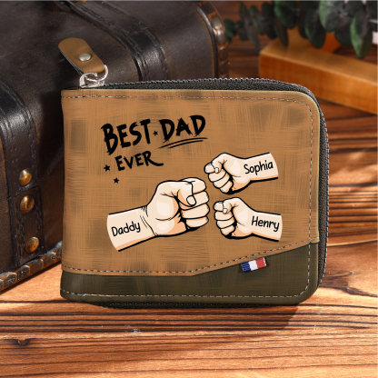 3 names - Custom Fist Wallet with Personalized Name & Text - Gifts for Father’s Day 
