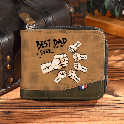 6 names - Custom Fist Wallet with Personalized Name & Text - Gifts for Father’s Day 
