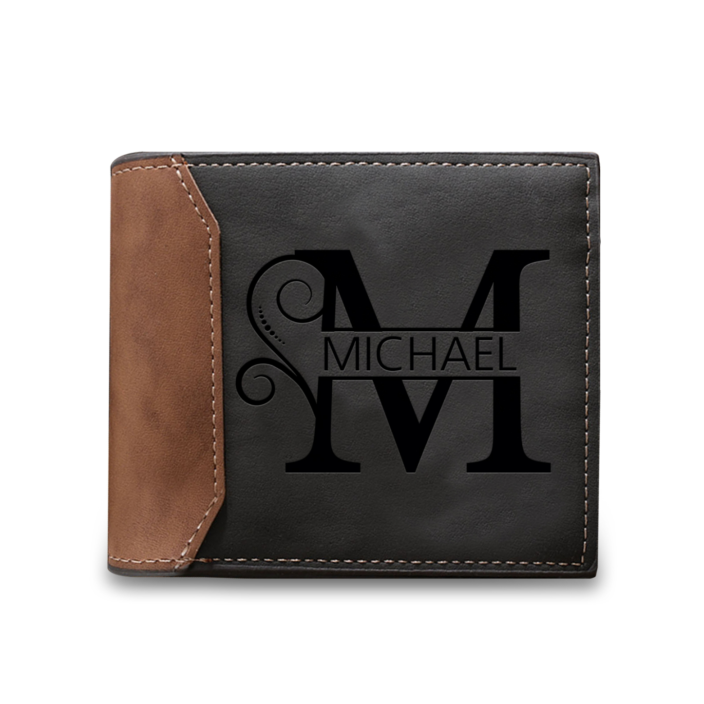 Personalized Name & Initial Grey wallet for Dad – Elegant Custom Leather Wallet | Father’s Day Gift from Kids - Customized in the USA & Ships in 2 Days
