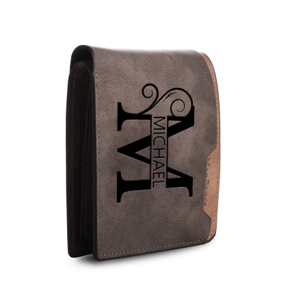 Personalized Name & Initial Brown wallet for Dad – Elegant Custom PU Leather Wallet | Father’s Day Gift from Kids - Customized in the USA & Ships in 2 Days