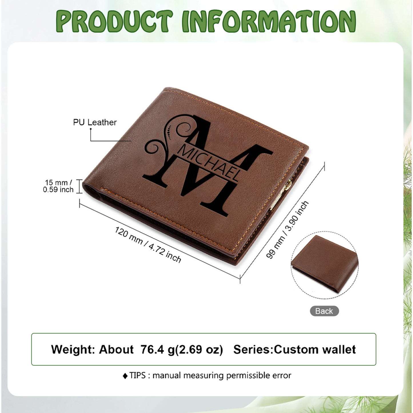 Personalized Name & Initial wallet for Dad – Elegant Custom Leather Wallet | Father’s Day Gift from KidsCustomized in the USA & Ships in 2 Days