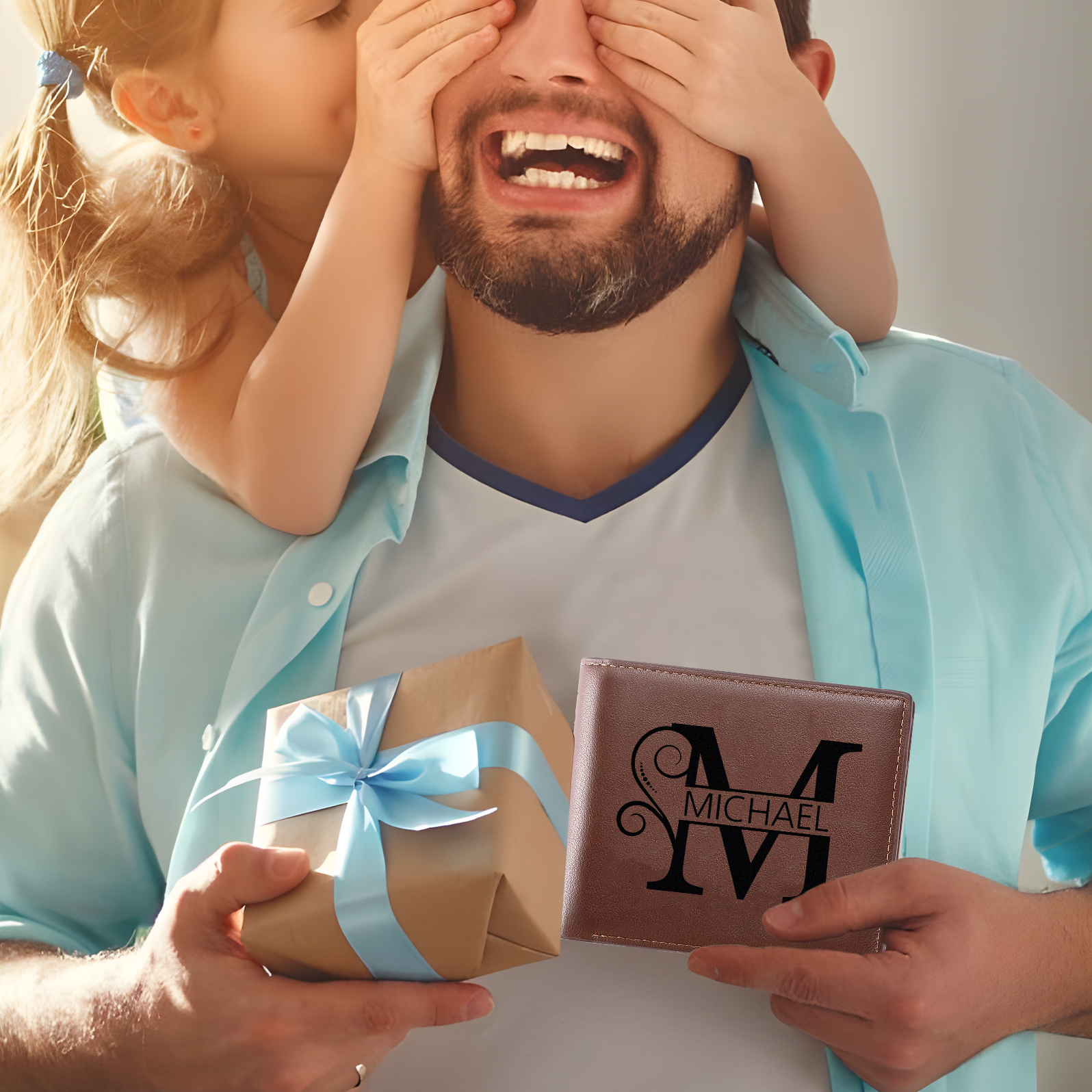 Personalized Name & Initial wallet for Dad – Elegant Custom Leather Wallet | Father’s Day Gift from KidsCustomized in the USA & Ships in 2 Days