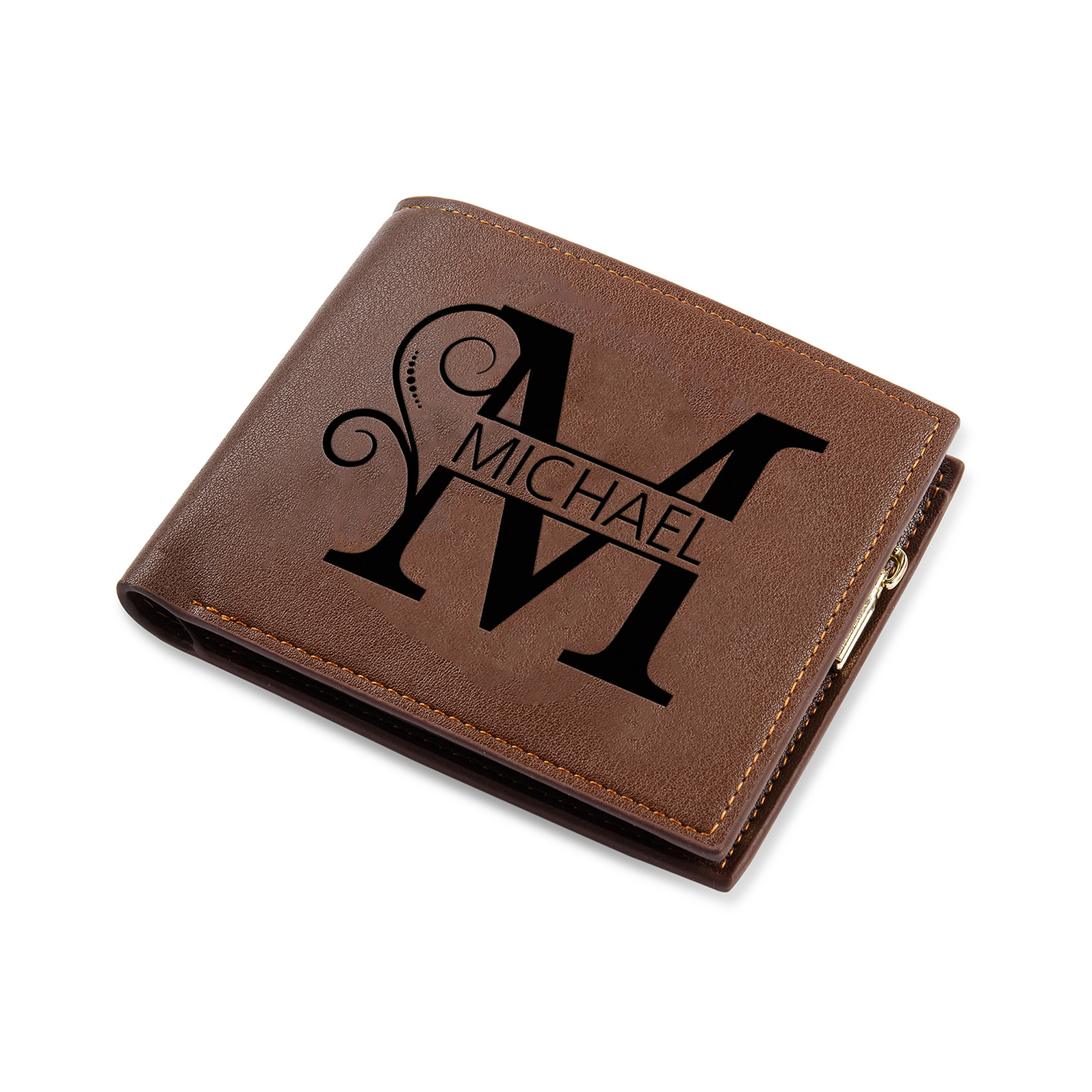 Personalized Name & Initial wallet for Dad – Elegant Custom Leather Wallet | Father’s Day Gift from KidsCustomized in the USA & Ships in 2 Days