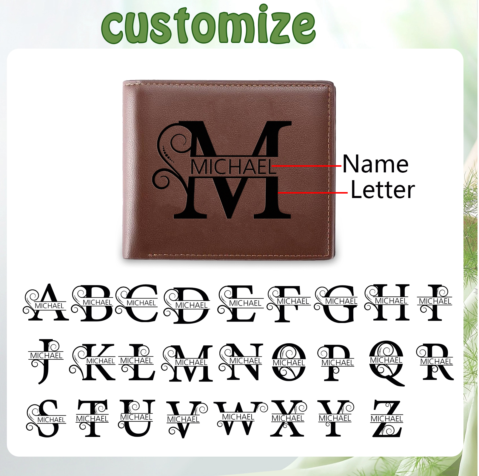 Personalized Name & Initial wallet for Dad – Elegant Custom Leather Wallet | Father’s Day Gift from KidsCustomized in the USA & Ships in 2 Days